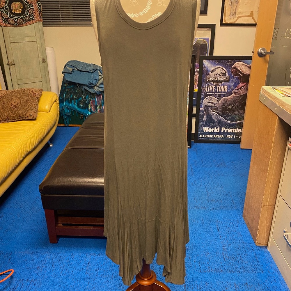 Olive green cotton knit dress